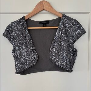 Express Silver Sequin Crop Top
